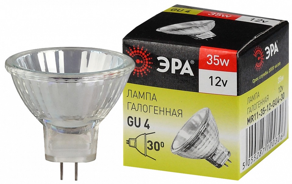 Лампа галогеновая Эра  GU4-MR11-35W-12V-30CL