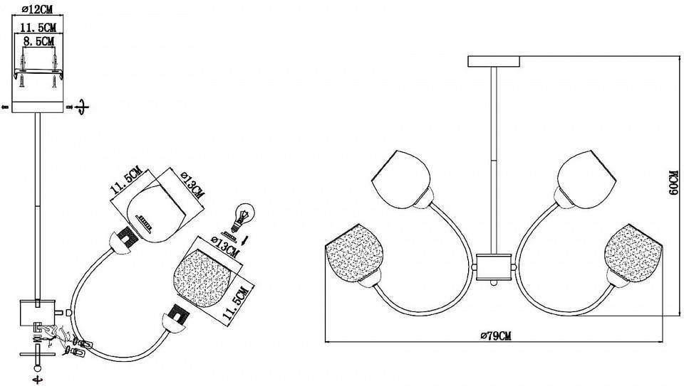 Люстра на штанге EVOLUCE Tratti 8 ламп SLE1136-302-08