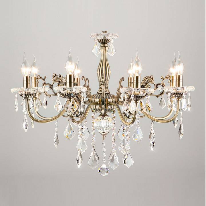 Подвесная люстра Eurosvet Elisha античная бронза хрусталь Strotskis 3281/8