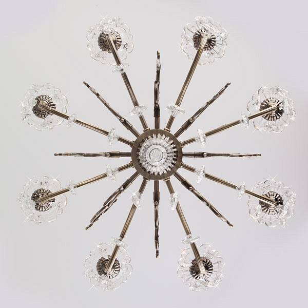 Подвесная люстра Eurosvet Elisha античная бронза хрусталь Strotskis 3281/8