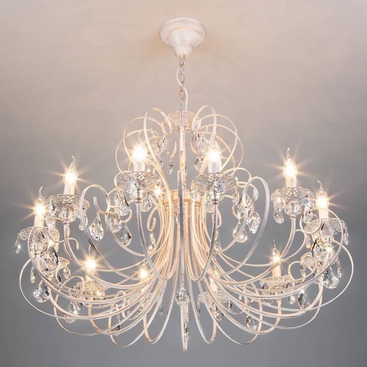 Подвесная люстра Eurosvet Alda белый с золотом прозрачный хрусталь Strotskis 3305/12