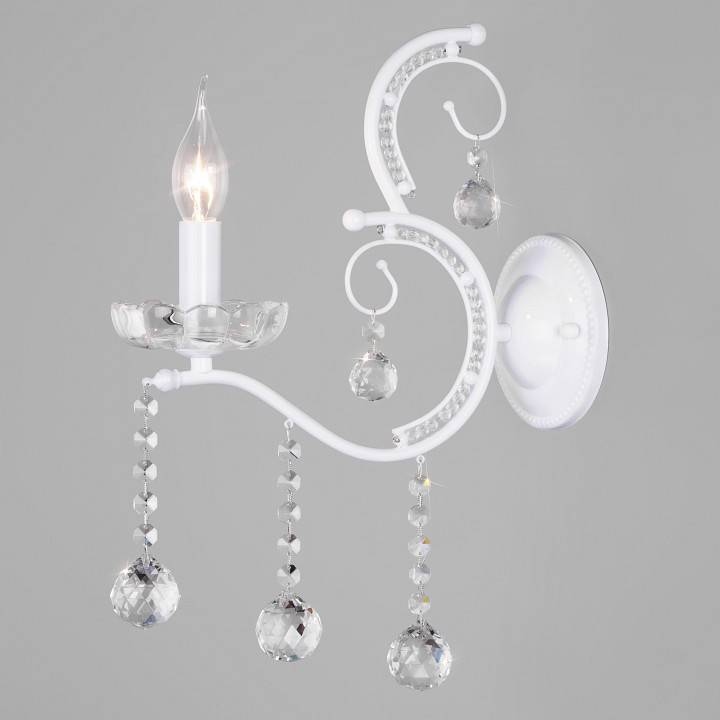 Бра Eurosvet Brezza 10107/1 глянцевый белый прозрачный хрусталь Strotskis 10107/1