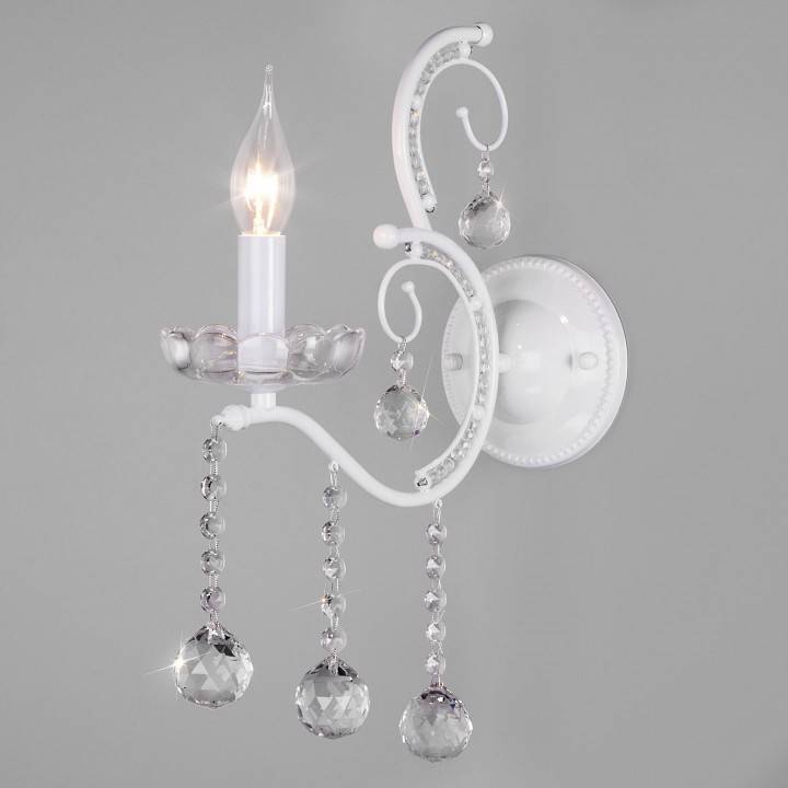 Бра Eurosvet Brezza 10107/1 глянцевый белый прозрачный хрусталь Strotskis 10107/1