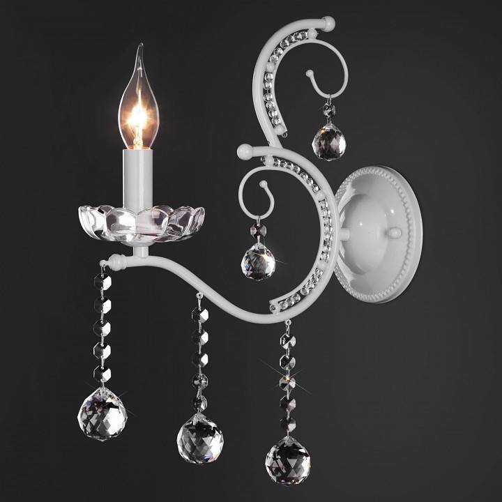 Бра Eurosvet Brezza 10107/1 глянцевый белый прозрачный хрусталь Strotskis 10107/1