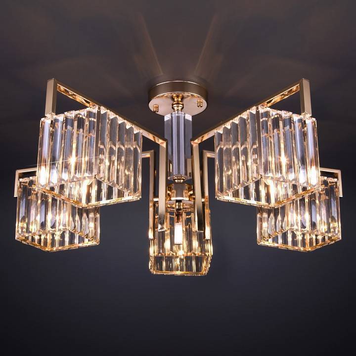 Люстра на штанге Eurosvet April 10126/5 золото/прозрачный хрусталь Strotskis Smart 10126/5