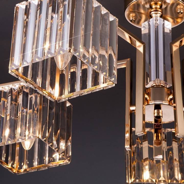 Люстра на штанге Eurosvet April 10126/5 золото/прозрачный хрусталь Strotskis Smart 10126/5