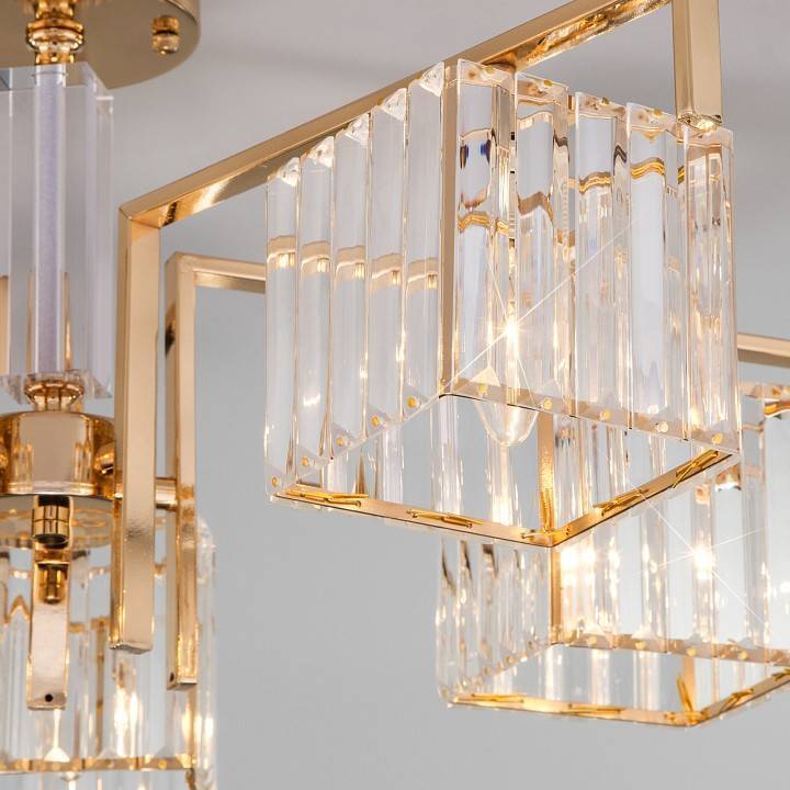 Люстра на штанге Eurosvet April 10126/5 золото/прозрачный хрусталь Strotskis Smart 10126/5