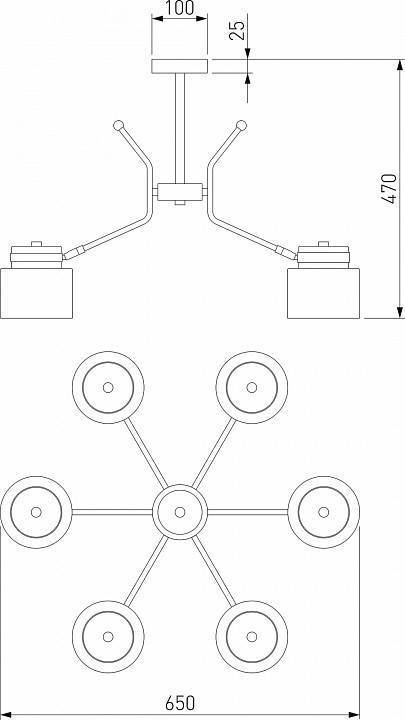Люстра на штанге Eurosvet Batler 70133/6 черный 70133/6