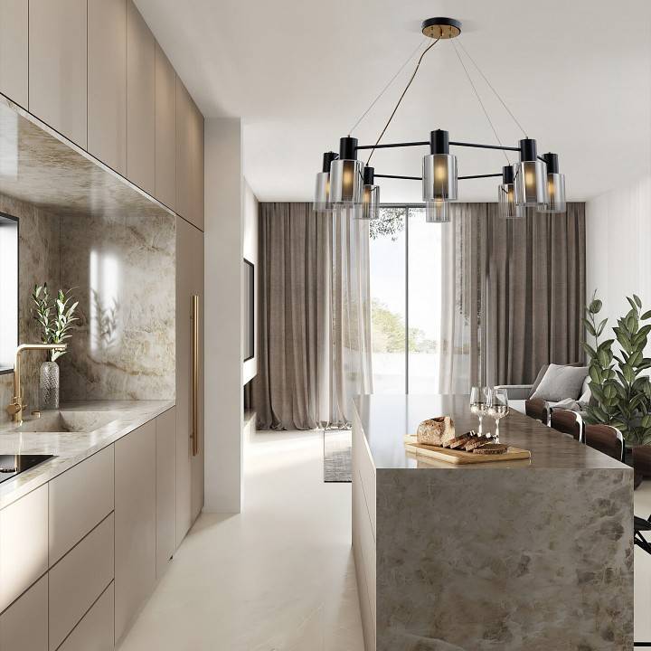 Подвесная люстра Eurosvet Notion 70219/8 черный/античная бронза 70219/8