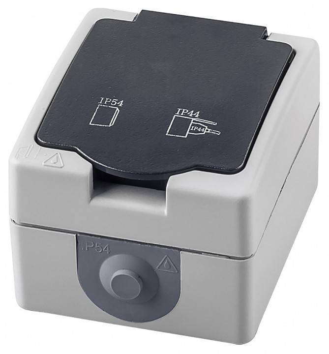 Розетка влагозащищенная с заземлением и с шторками с крышкой Stekker PST16-11-54 32755