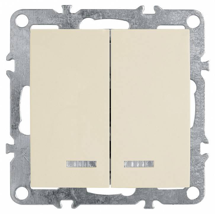 Выключатель двухклавишный с подсветкой без рамки Stekker Эрна 39321