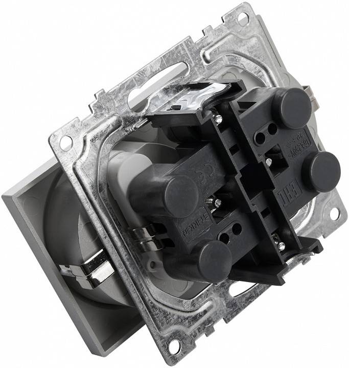 Розетка двойная с заземлением и с шторками, без рамки Stekker Катрин 39584