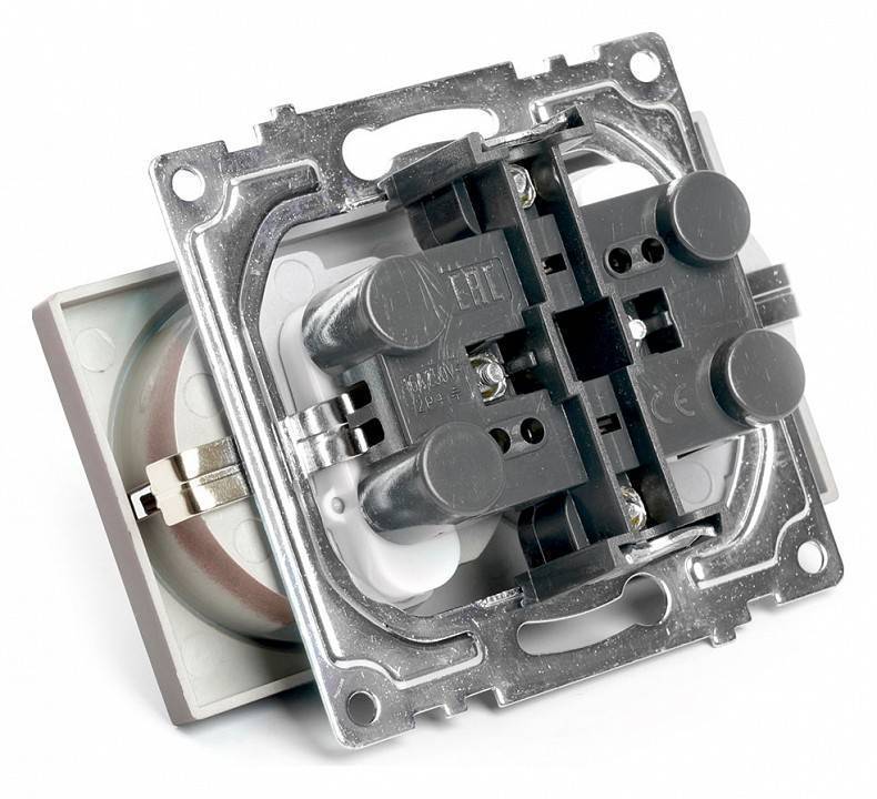 Розетка двойная с заземлением и с шторками, без рамки Stekker Катрин 49030