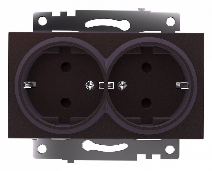 Розетка двойная с заземлением и с шторками, без рамки Stekker Катрин 49030