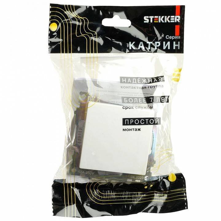 Выключатель одноклавишный без рамки Stekker Катрин 49176