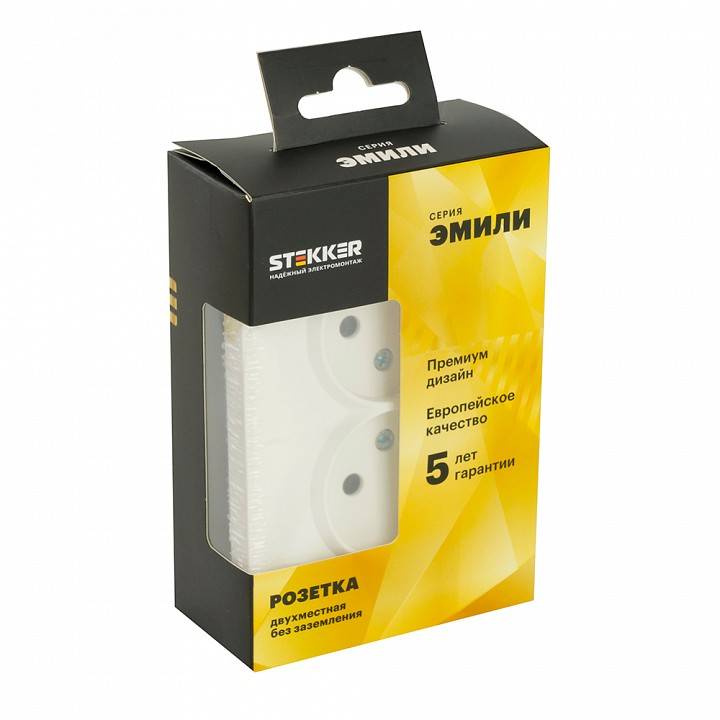 Розетка двойная без заземления и с шторкой, без рамки Stekker RST16-5116-01 49877