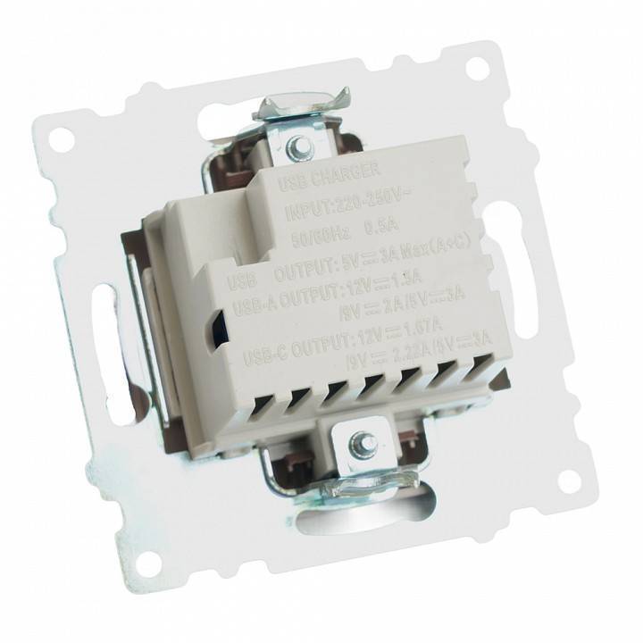 Розетка 2хUSB type A и C без рамки Stekker Катрин 50057