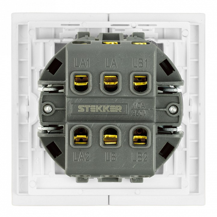 Переключатель двухклавишный без рамки Stekker Мия 50434