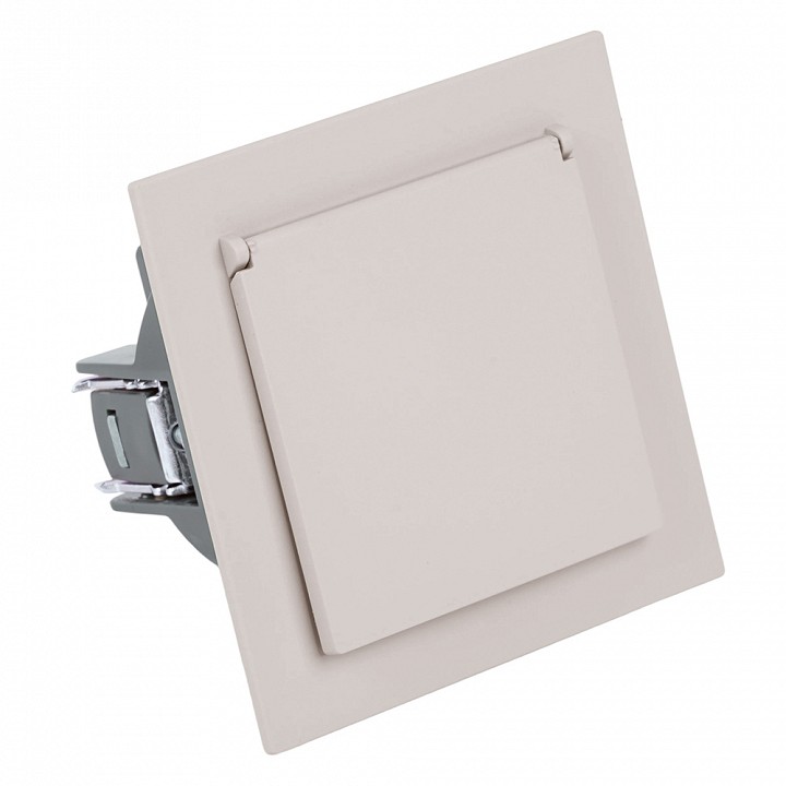 Розетка двойная с заземлением и со шторками, с крышкой Stekker Мия 50485