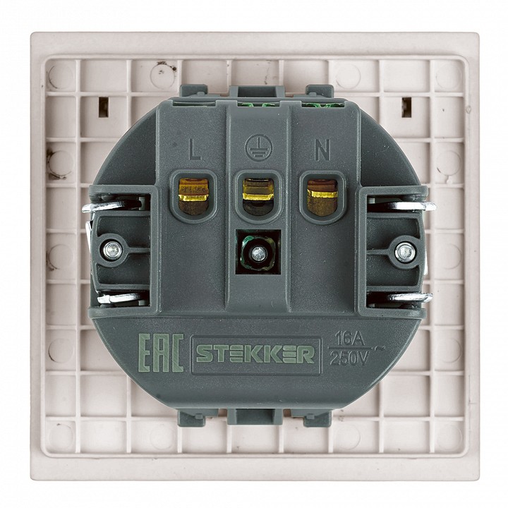 Розетка двойная с заземлением и со шторками, с крышкой Stekker Мия 50485