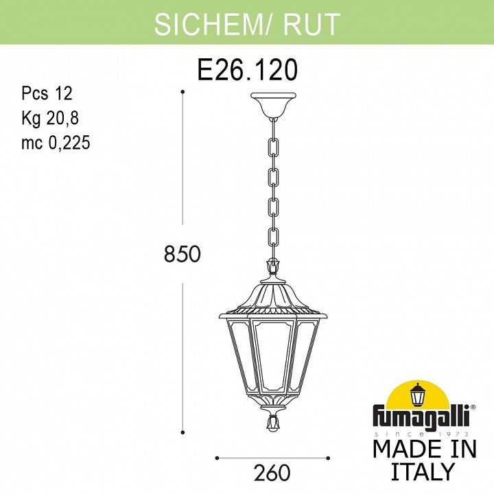 Подвесной светильник Fumagalli RUT E26.120.000.BXE27
