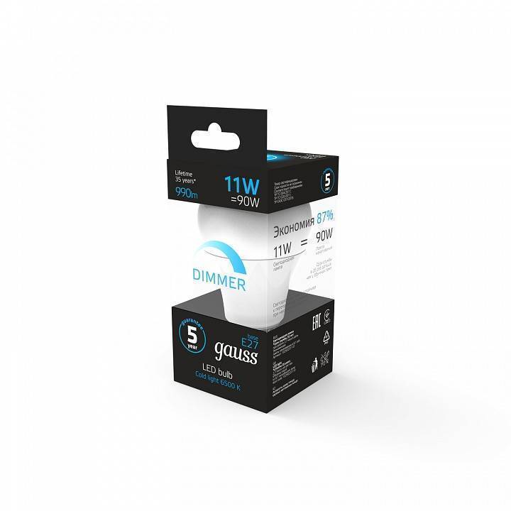 Лампа светодиодная Gauss ЛОН E27 11 Вт 4100 K 102502311-D