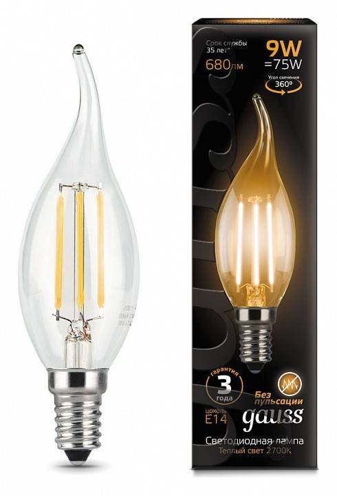 Лампа светодиодная Gauss Black G45 E14 9 Вт 2700 K 104801109