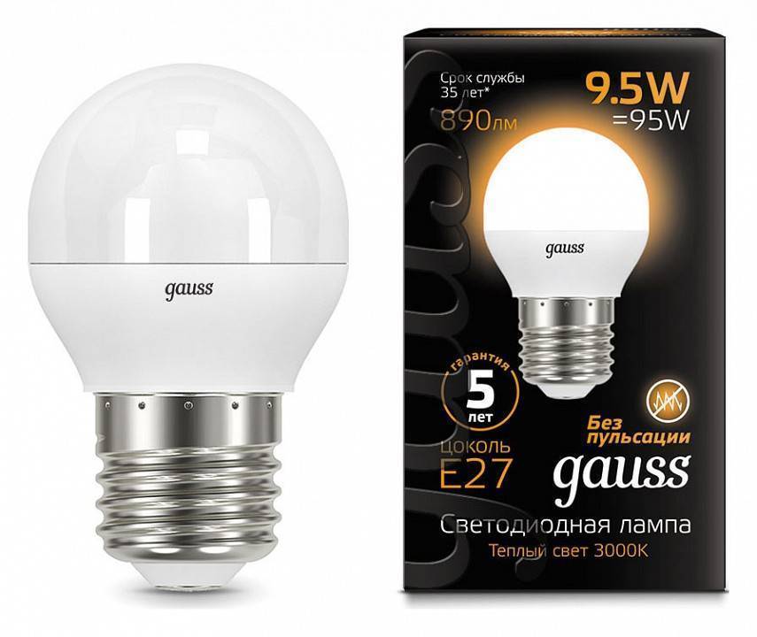 Лампа светодиодная Gauss Black A60 E27 9.5 Вт 3000 K 105102110