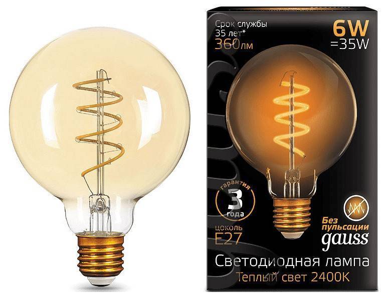 Лампа светодиодная Gauss Filament G95 Flexible E27 6 Вт 2400 K 105802007