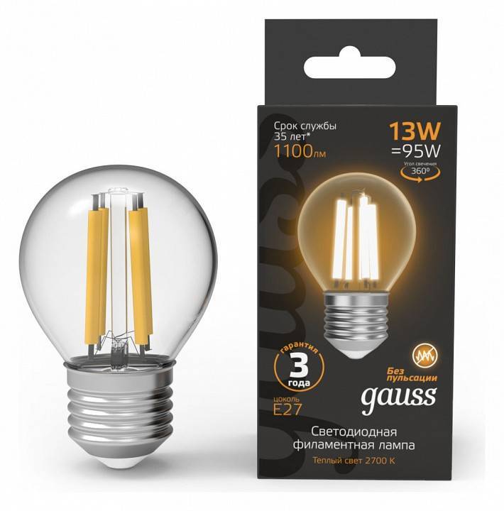 Лампа светодиодная Gauss Filament A60 E27 13 Вт 2700 K 105802113