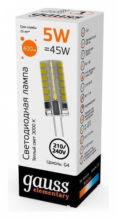 Лампа светодиодная Gauss Elementary G4 5 Вт 3000 K 18015