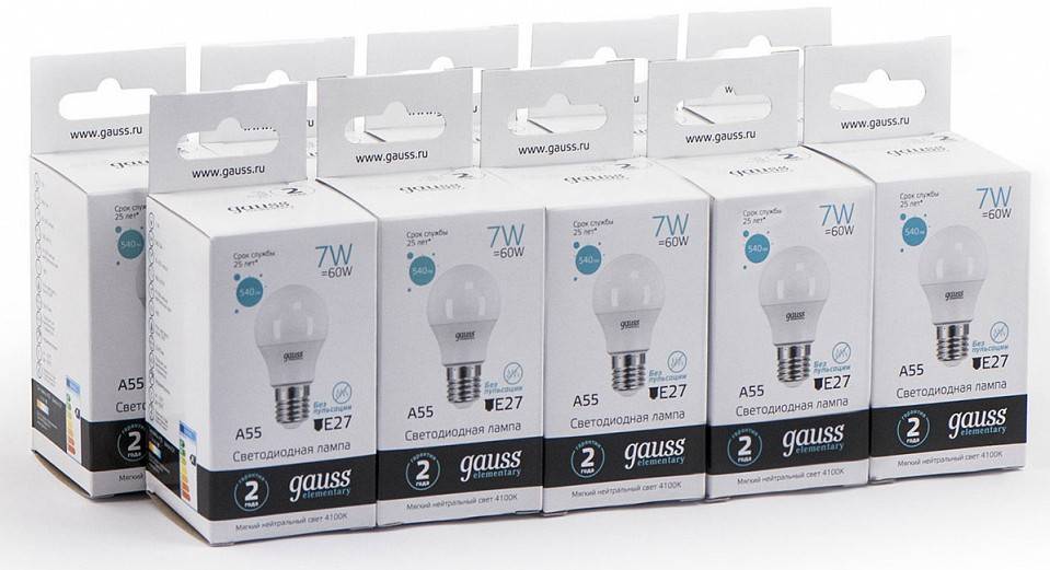 Лампа светодиодная Gauss Led Elementary A60 E27 7Вт 4100K 23227A
