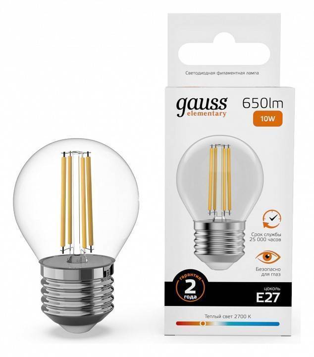 Лампа светодиодная Gauss Filament Elementary A60 E27 10 Вт 2700 К 52210