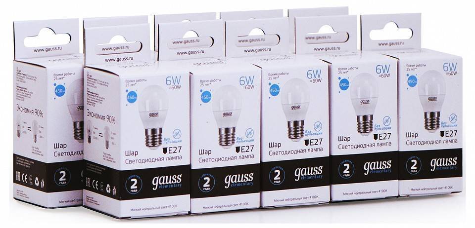 Лампа светодиодная Gauss  E27 6Вт 4100K 53226