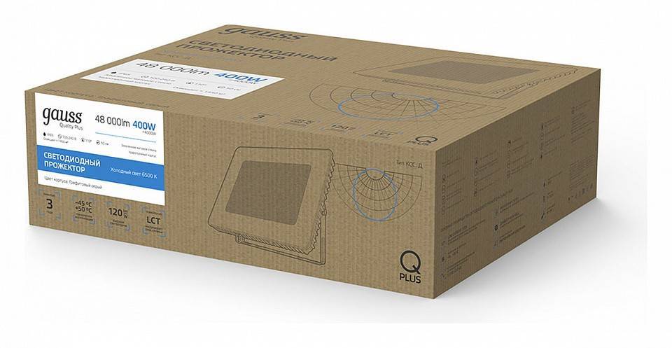 Прожектор светодиодный Gauss Qplus 400 Вт 6500 К IP65 613511400