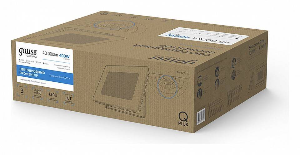 Прожектор светодиодный Gauss Qplus 400 Вт 6500 К IP65 613511400