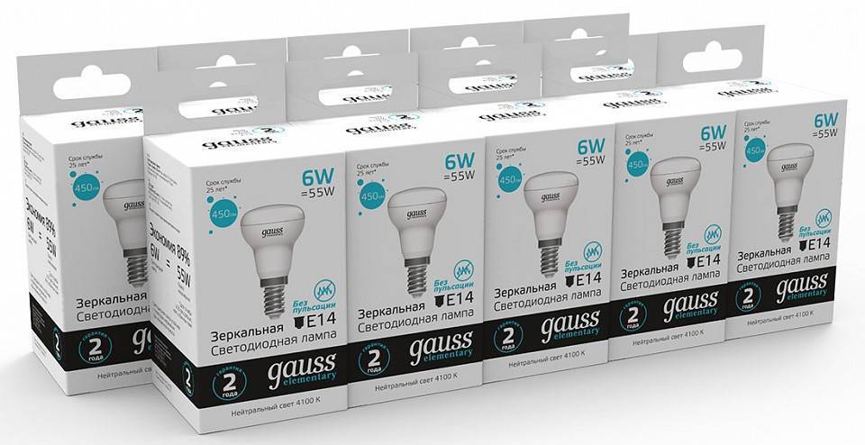Лампа светодиодная Gauss R50 E14 6Вт 4100K 63126