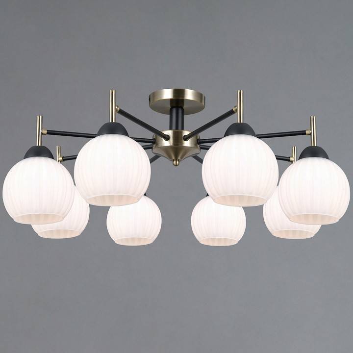 Люстра на штанге ILLUMICO TRENTO 8 ламп IL0579-8CSQ-25 BK AB