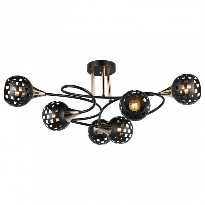 Люстра на штанге Imex MD.19074 6 ламп MD.19074-6-S-BK+FGD