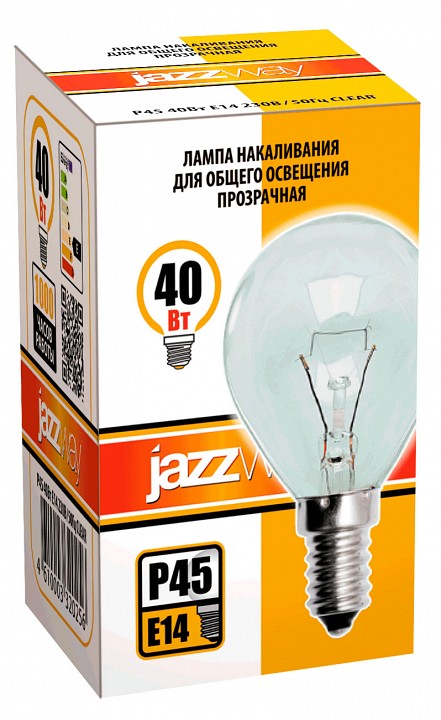 Лампа накаливания Jazzway  P45 240V 40W E14 clear