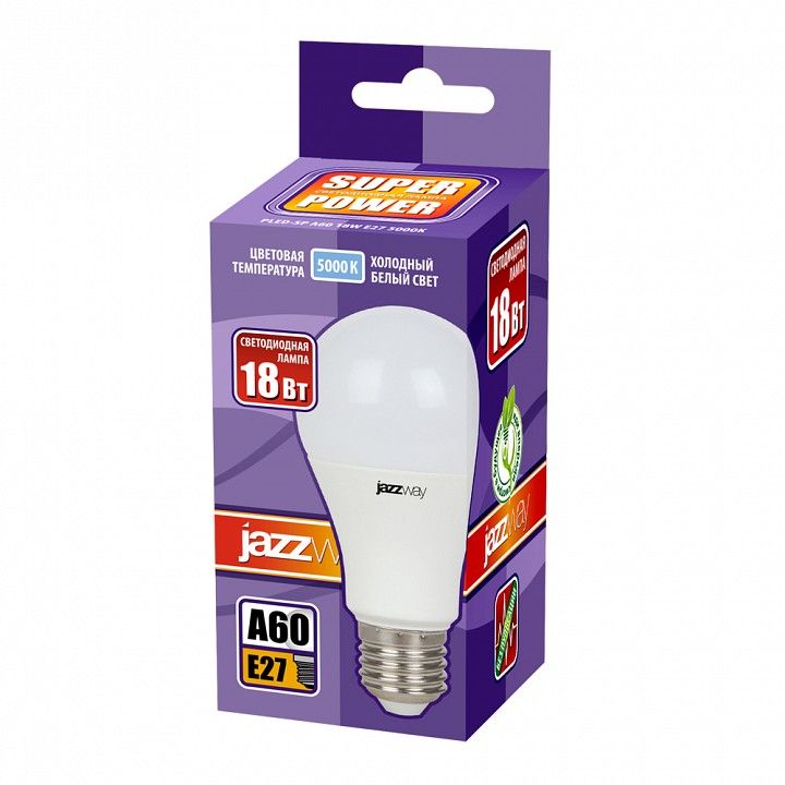 Лампа светодиодная Jazzway  E27 18Вт 5000K PLED- SP A65 18W E27 5000K
