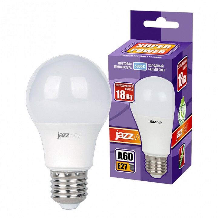 Лампа светодиодная Jazzway  E27 18Вт 5000K PLED- SP A65 18W E27 5000K