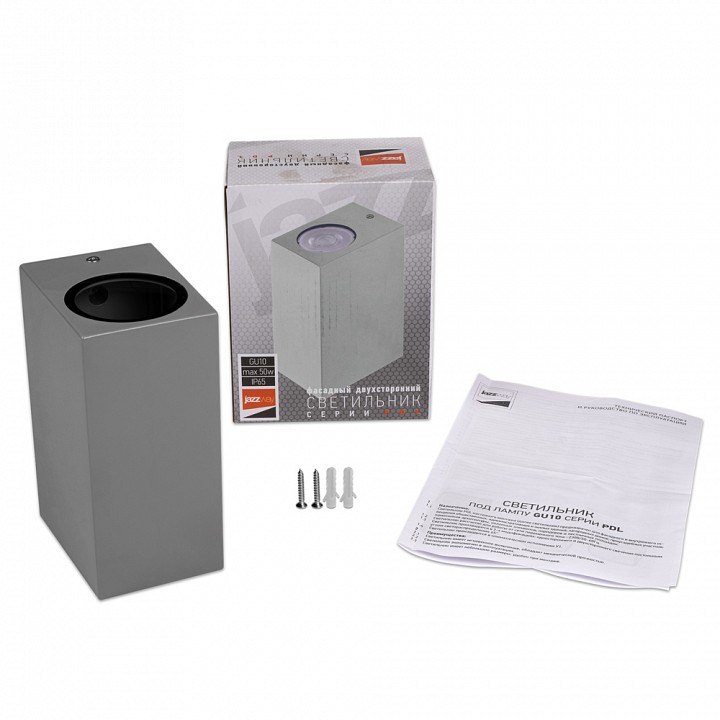 Накладной светильник Jazzway PDL-S 72150 GU10-2 GR IP65 серый PDL-S 72150 GU10-2 GR IP65