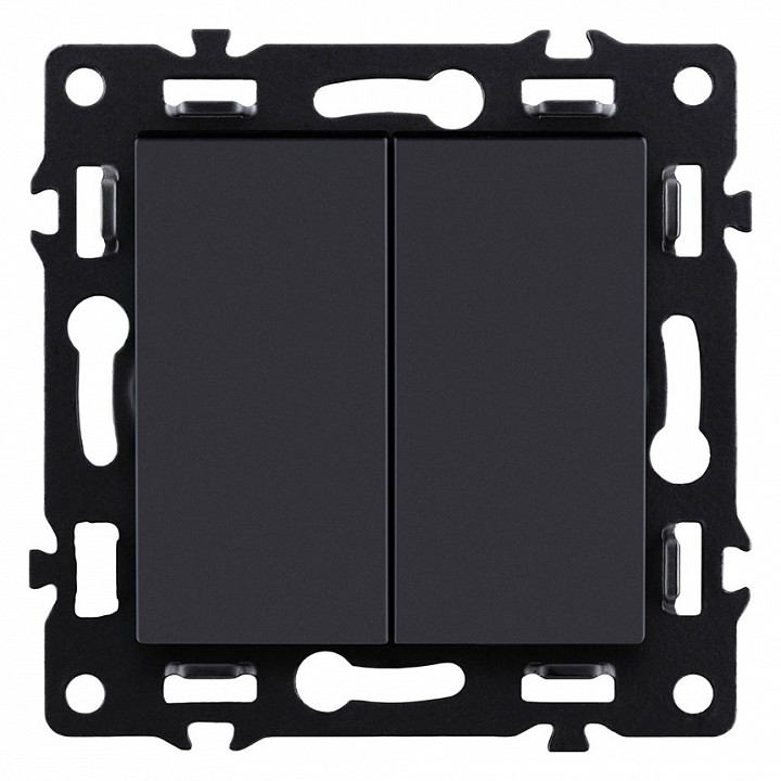 Выключатель проходной двухклавишный без рамки Kollinger Asthetik AS-005BK