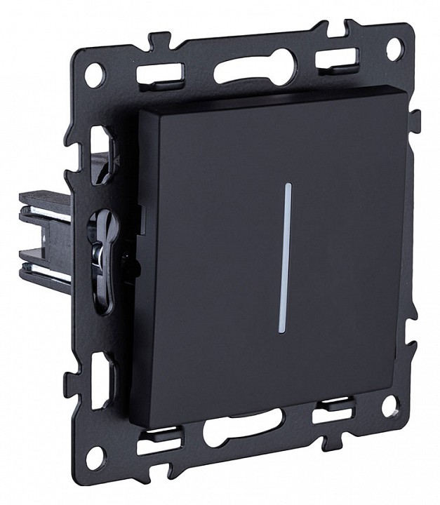 Выключатель одноклавишный с подсветкой без рамки Kollinger Asthetik AS-012BK