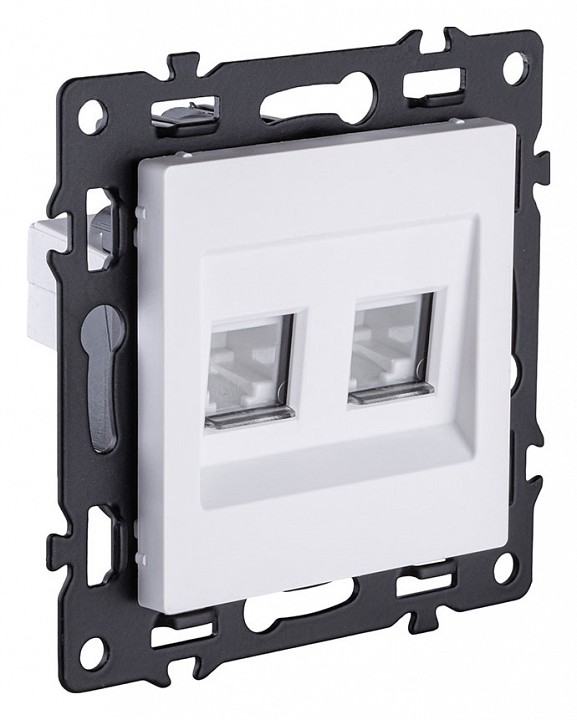 Розетка двойная Ethernet RJ-45 и со шторками, без рамки Kollinger Asthetik AS-018WH