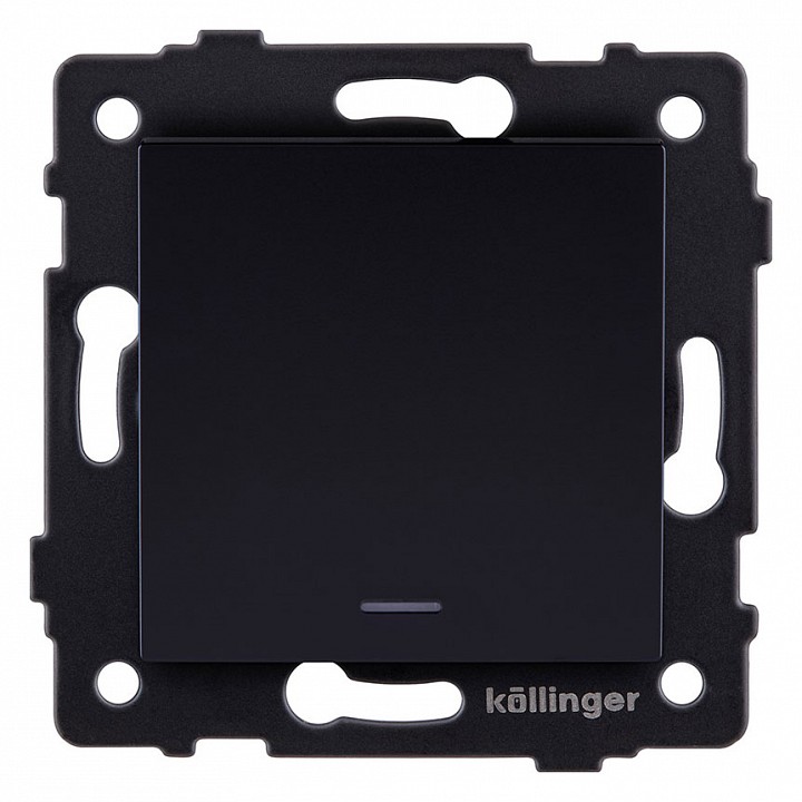 Выключатель проходной одноклавишный с подсветкой без рамки Kollinger  REA-S-004BK