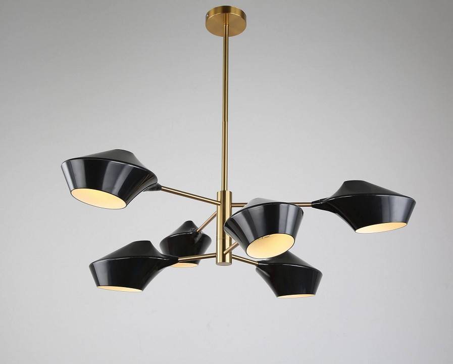 Люстра на штанге Lumina Deco Romina LDP 6037-6 BK+GD