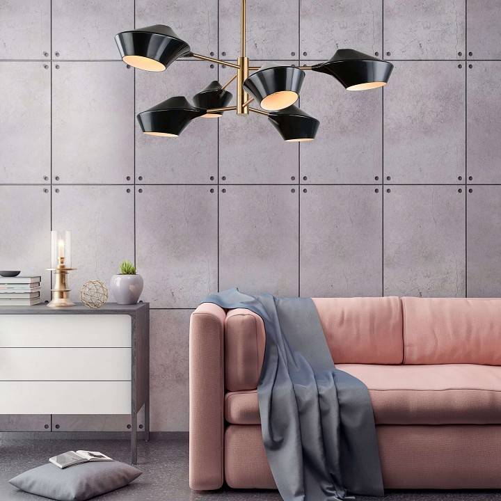 Люстра на штанге Lumina Deco Romina LDP 6037-6 BK+GD