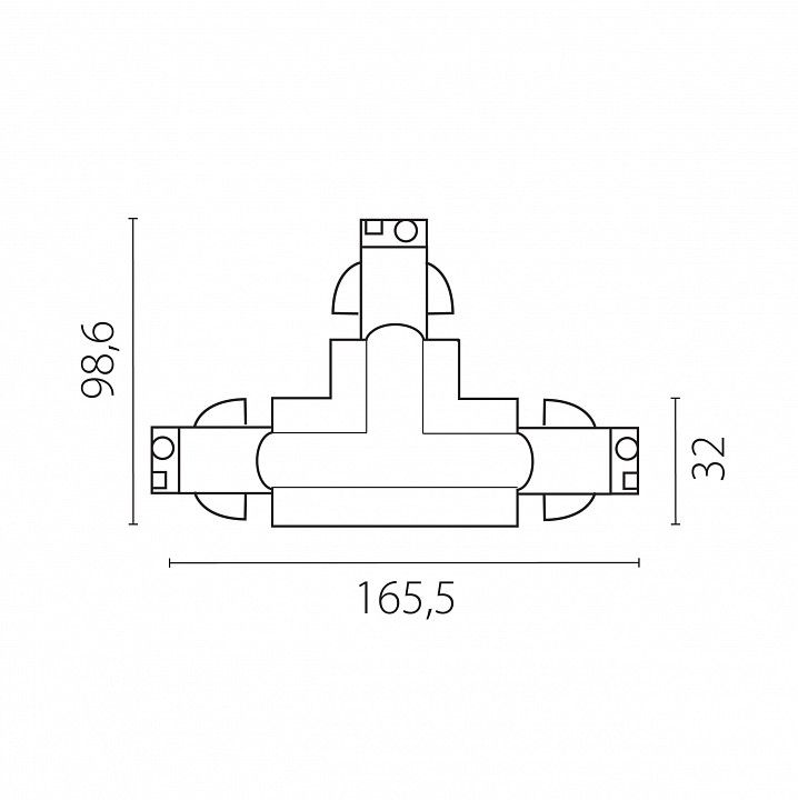 Токопровод T-образный правый Lightstar Quattro 504137-FRPSR